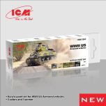 ICM WWII US Armored Vehicles Acrylic Paint Set 6 x 12 ml Bottles # 3062