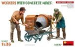 Miniart 1/35 Workers w/ Concrete Mixer # 38077