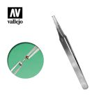 Vallejo Tools Flat Rounded Stainless Steel Tweezers (120 mm) # T12007