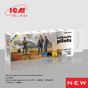 ICM Luftwaffe Pilots Acrylic Paint Set 6 x 12ml Bottles # 3046