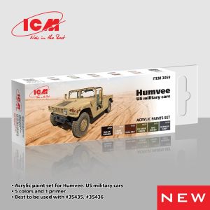 ICM Humvee M1097A2 and US Military Cars Acrylic Paint Set 6 x 12 ml Bottles # 3059