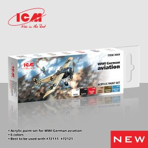 ICM WWI German Aviation Acrylic Paint Set 6 x 12 ml Bottles # 3069