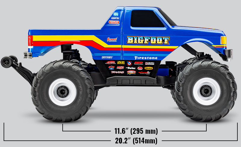 Traxxas Bigfoot Side Dimensions 