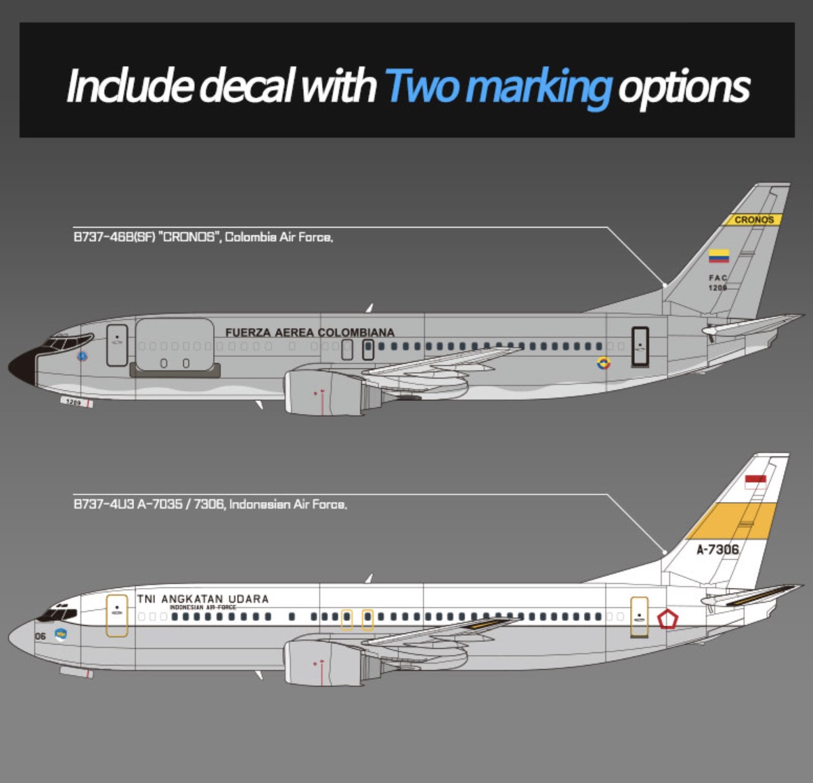 Academy 1/144 Boeing 737 Colombian Air Force # 12639