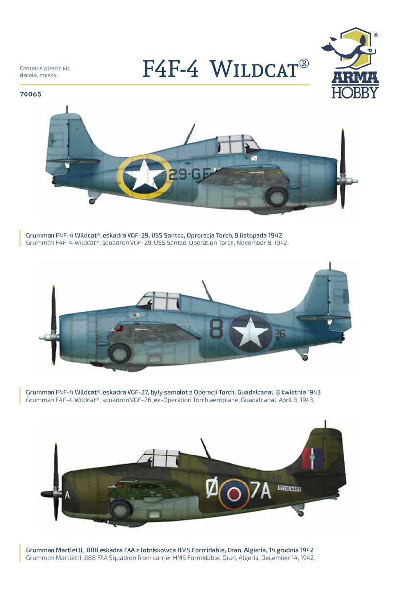 Arma Hobby 1/72 Grumman F4F-4 Wildcat "Operation Torch" # 70065