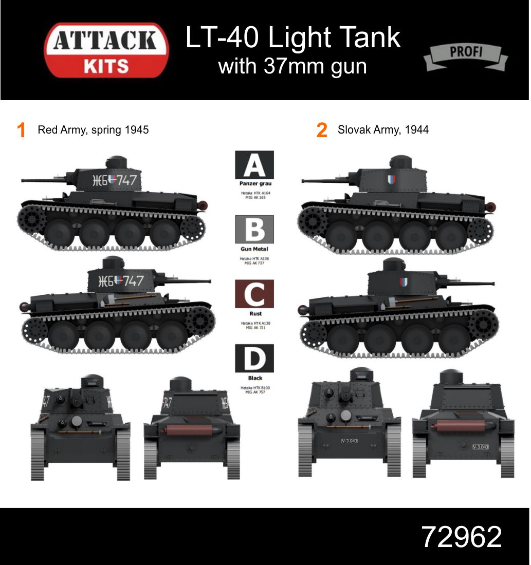 Attack Kits 1/72 LT-40 Light Tank w.37mm gun Profi Line # 72962