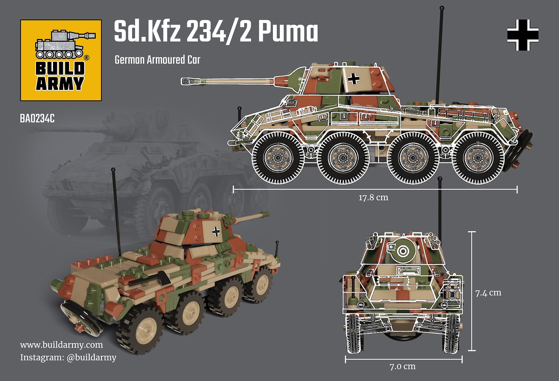 Build Army 1/33 Sd. Kfz. 234/2 Puma # 0234C