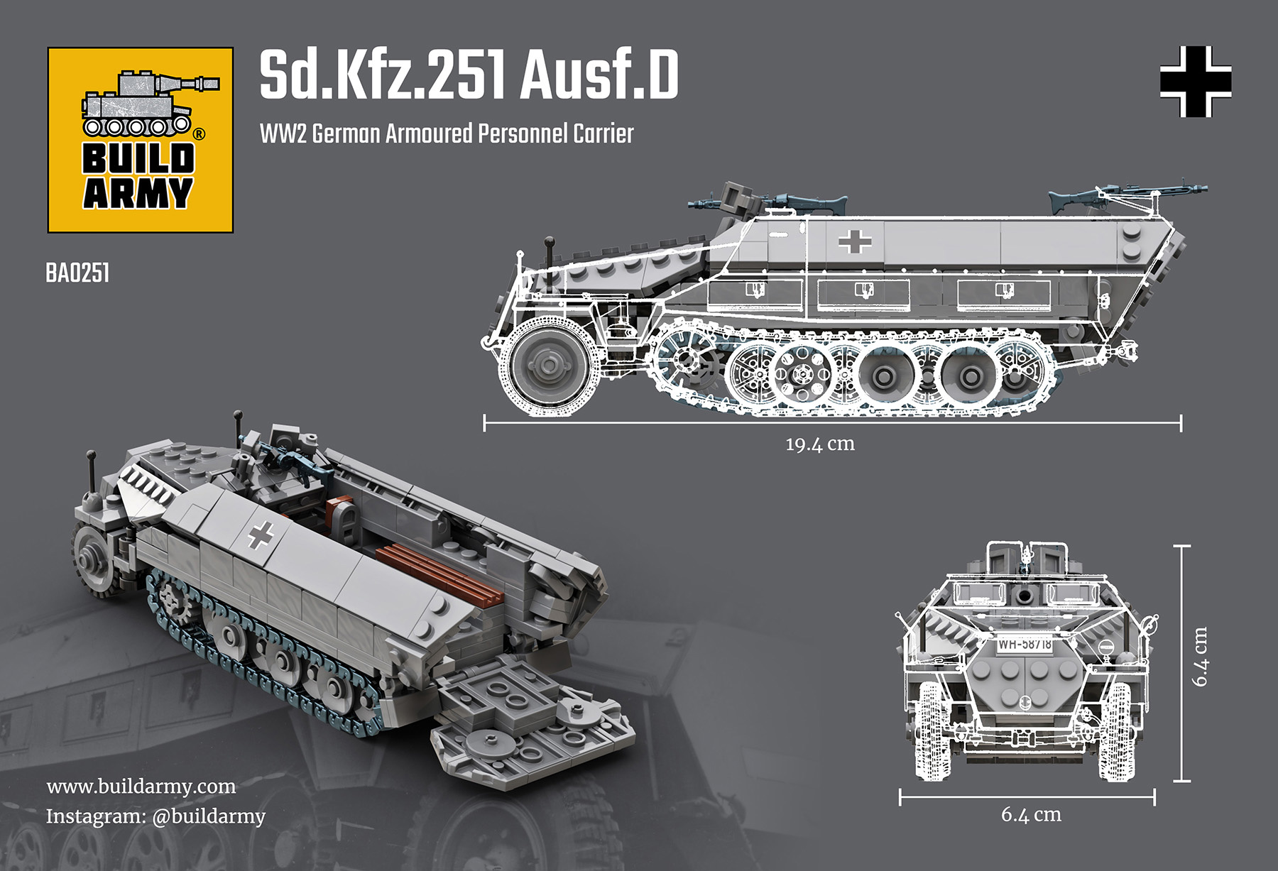 Build Army 1/33 Sd. Kfz. 251 Ausf.D # 0251