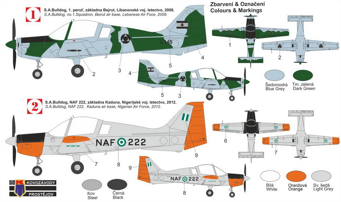 Kovozavody Prostejov 1/72 Scottish-Aviation Bulldog 'Lebanon, Nigeria' # 72004