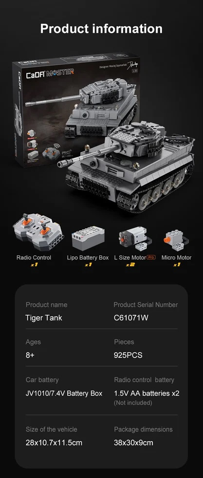 CaDA 1/35 RC Tiger Tank # 61071W