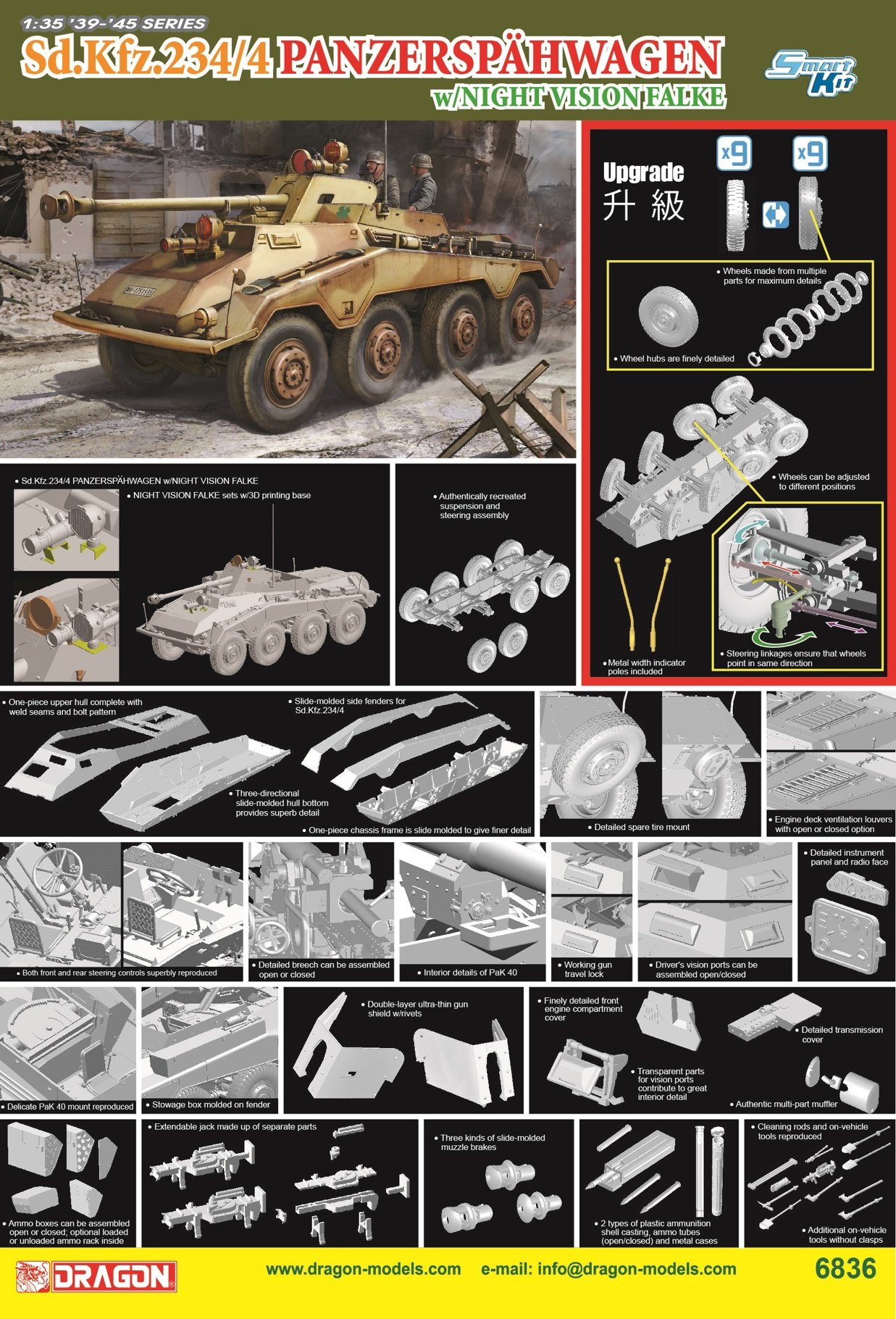 Dragon 1/35 Sd.Kfz.234/4 Panzerspahwagen with Night Vision Falke # 6836