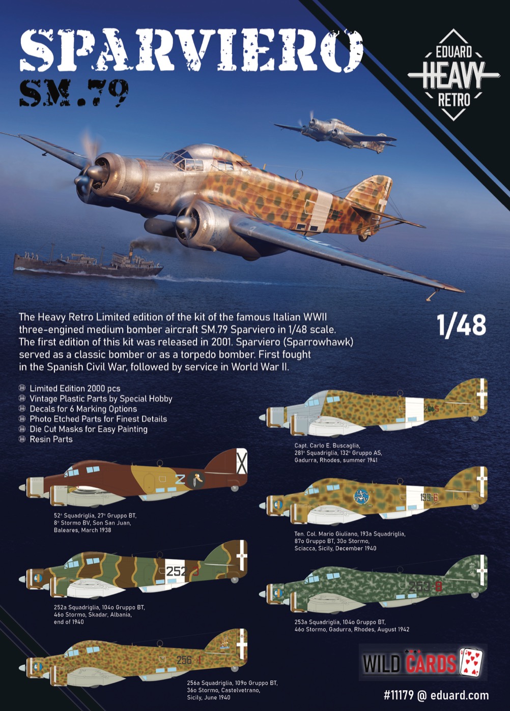 Eduard 1/48 Savoia-Marchetti SM.79 Bomber Limited Edition # 11179