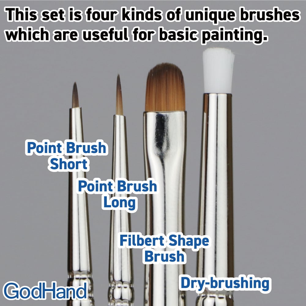 GodHand Brushwork Semi-PRO 4 Brushes Set Made In Japan # GH-EBRSP-SN-SET