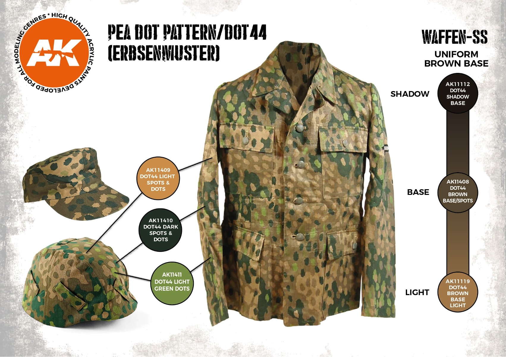 AK Interactive 3rd Gen Pea Dot Pattern / Dot 44 (Erbsenmuster) # 11623