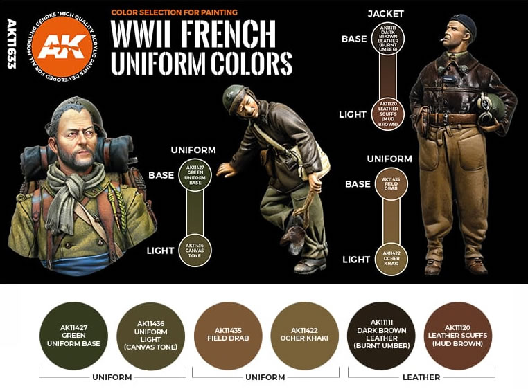 AK Interactive 3rd Gen WWII French Uniform Colors # 11633