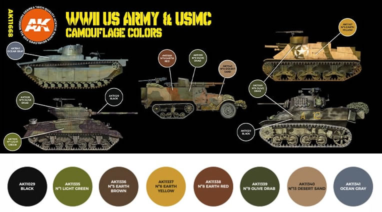 AK Interactive 3rd Gen WWII US Army And USMC Camouflage Colours # 11668