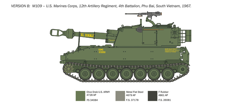 Italeri 1/35 M109/A2-A3-G with Rubber Tracks # 6589