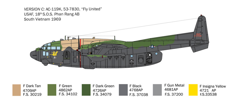 Italeri 1/72 Fairchild AC-119 Stinger # 1468 