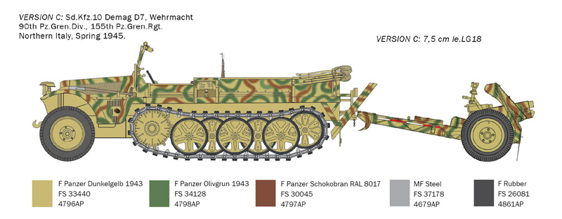 Italeri 1/35 Kfz.10 Demag D7 with 7.5cm Le Ig18 + Crew # 6595