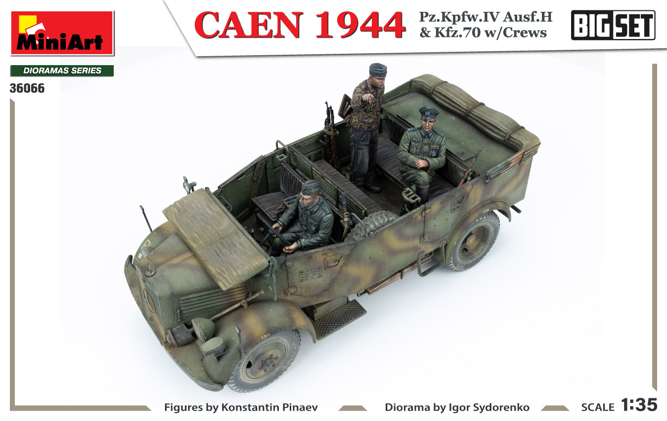 Miniart 1/35 Caen 1944 Pz.Kpfw.IV Ausf.H & Kfz.70 w/t Crews Big Set # 36066