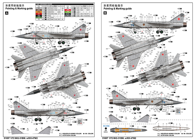 Trumpeter 1/72 Mikoyan MiG-31BM with KH-47M2 # 01697