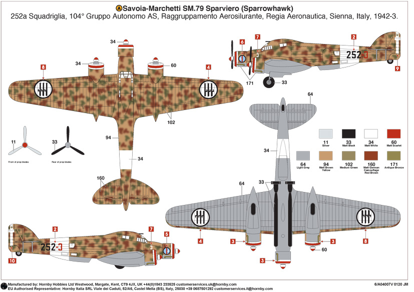 Airfix 1/72 Savoia-Marchetti SM.79 'Vintage Classics series' # 04007V