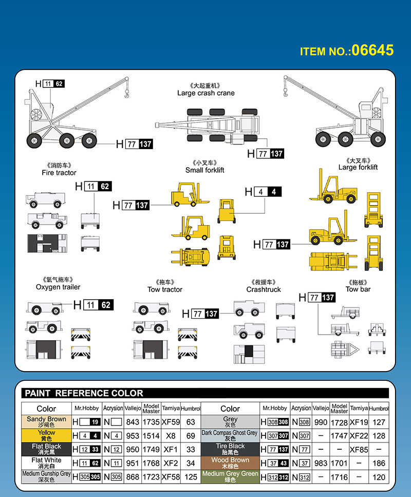 Trumpeter 1/350 USN Carrier Deck Equipment (8 types, 2 each) # 06645