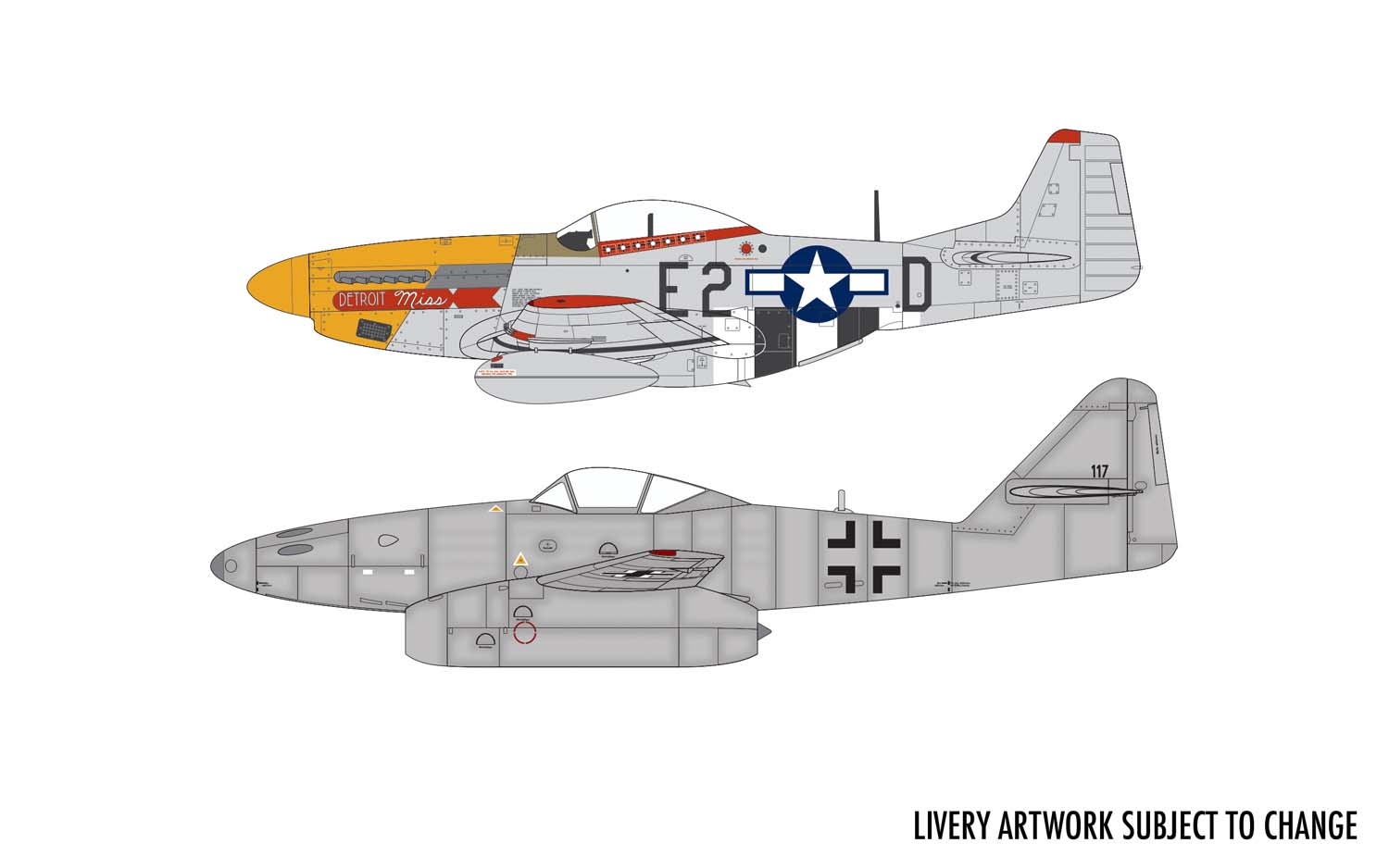 Airfix 1/72 Messerschmitt Me-262 & North-American P-51D Mustang Dogfight Double # 50183