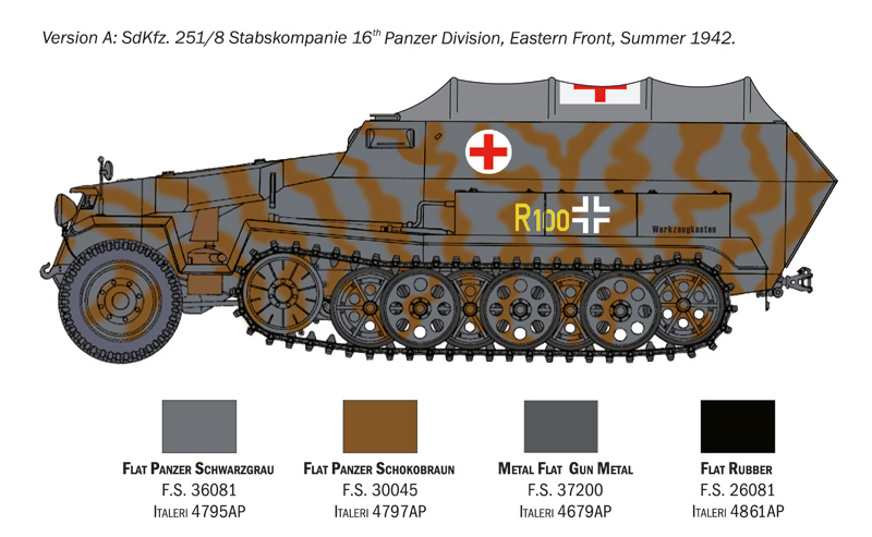 Italeri 1/72 Sd.Kfz.251/8 Ausf.C Ambulance # 7077