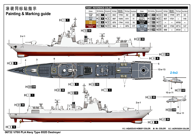 Trumpeter 1/700 PLA Navy Type 052D Destroyer # 06732