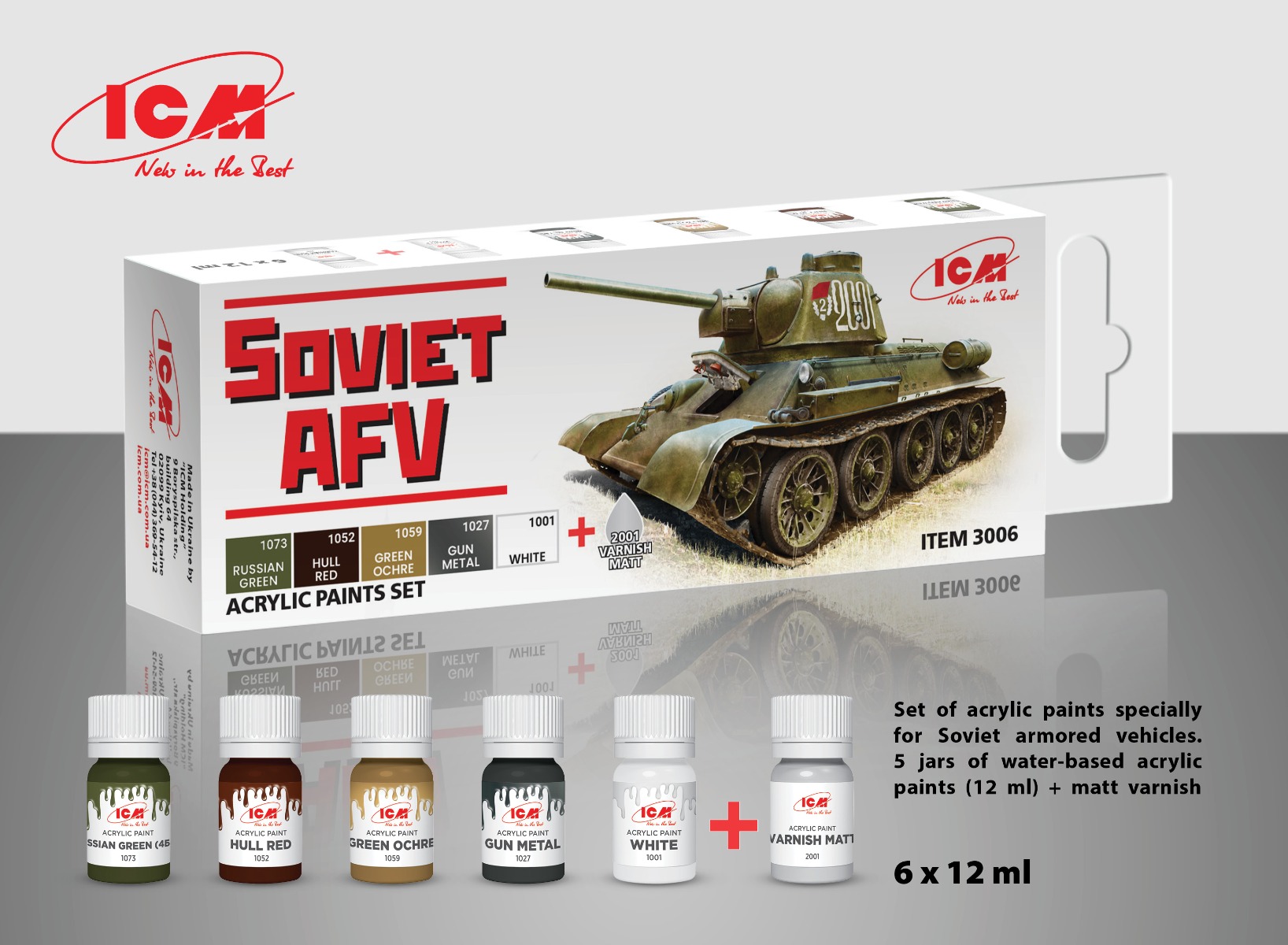 ICM Acrylic Paint Set Soviet AFV WWII # 3006