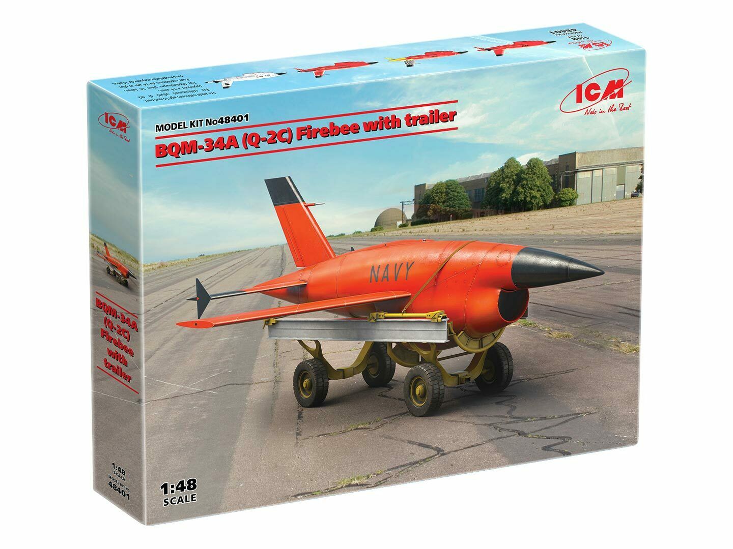 ICM 1/48 Q-2C (BQM-34A) Firebee with trailer (1 airplane and trailer) # 48401