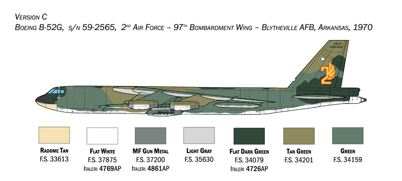 Italeri 1/72 B-52G Stratofortress Early version with Hound Dog Missiles # 1451