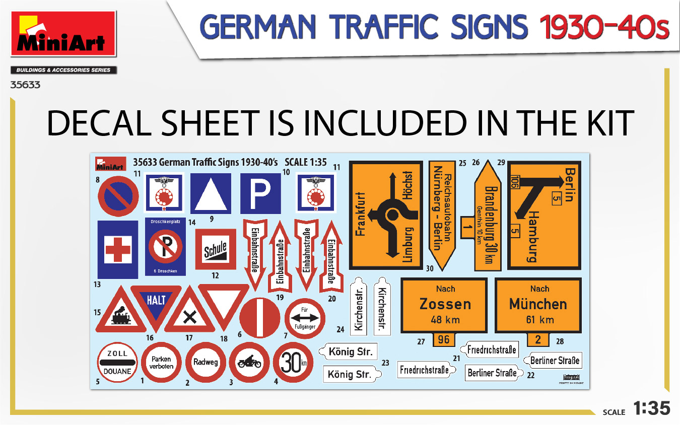 Miniart 1/35 German Traffic Signs 1930-40's # 35633