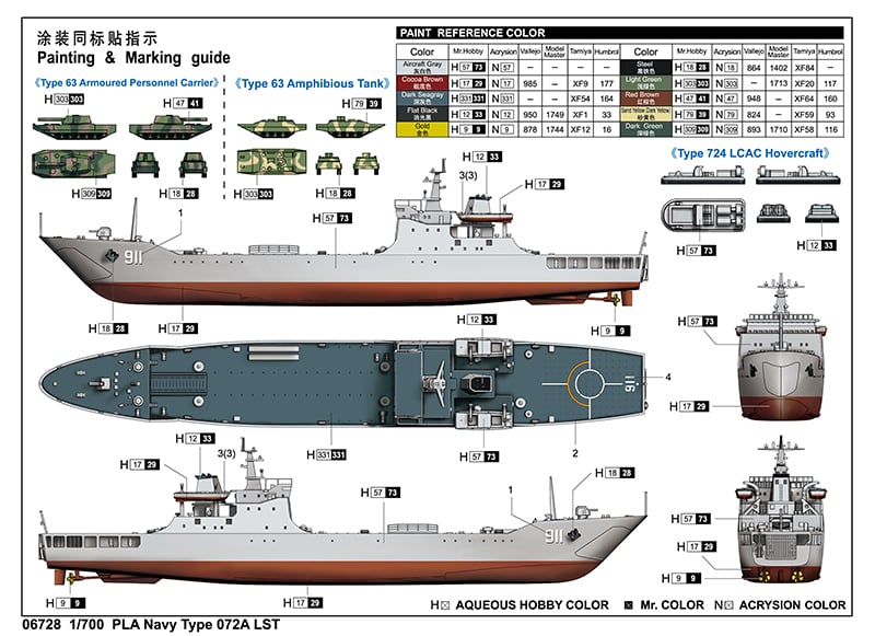 Trumpeter 1/700 PLA Navy Type 072A LST # 06728