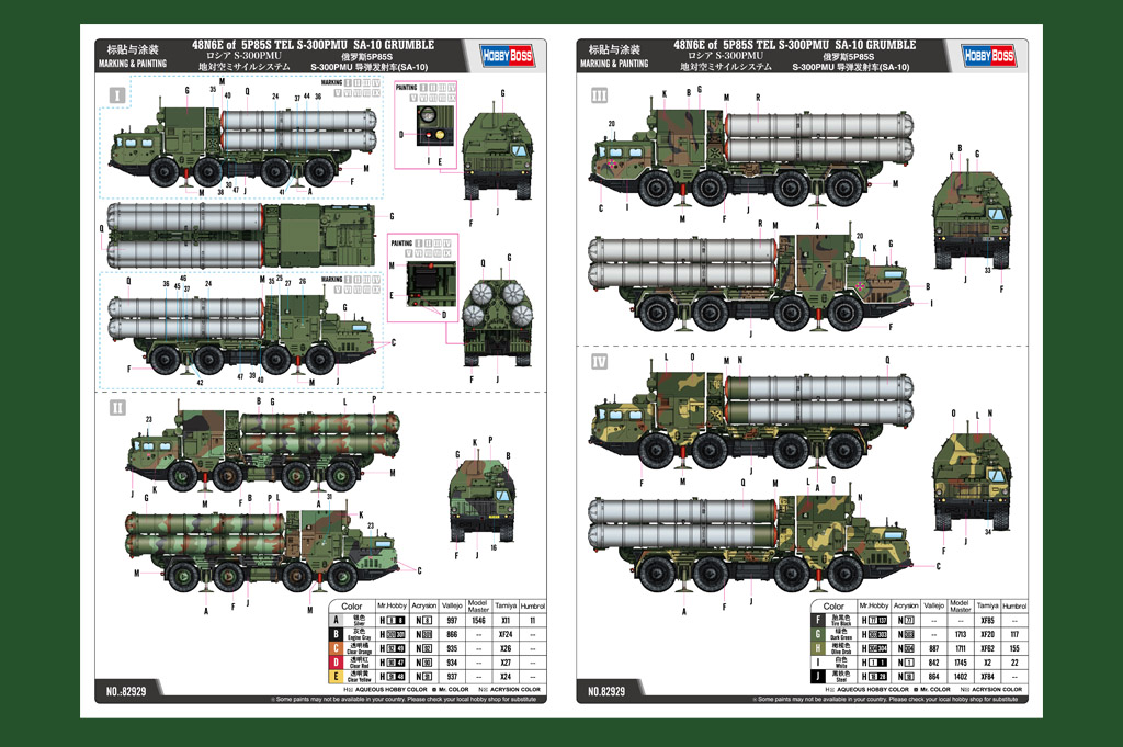 Hobbyboss 1/72 48N6E 5P85S TEL S-300OMU SA-10 Grumble # 82929