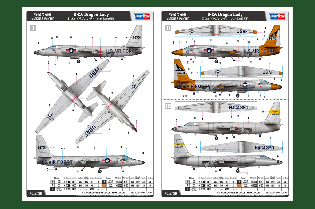 Hobbyboss 1/72 U-2A Dragon Lady # 87270