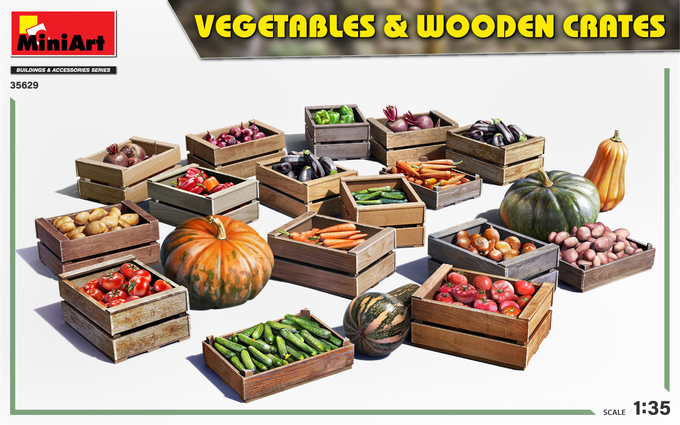 Miniart 1/35 Vegtables & Wooden Crates # 35629