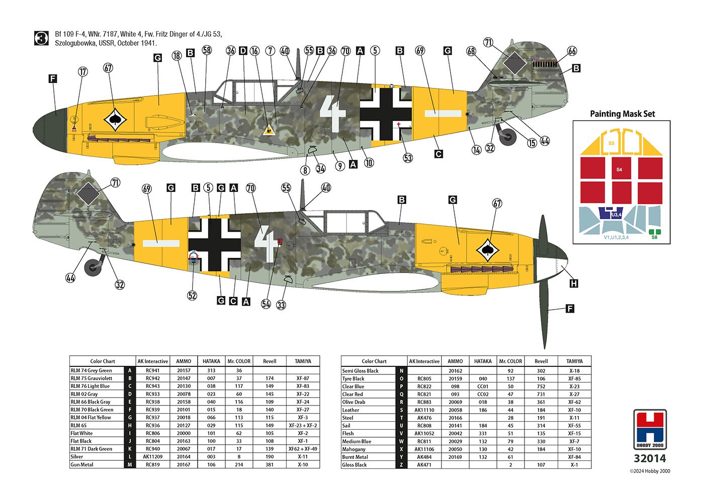 Hobby 2000 1/32 Messerschmitt Bf-109F-4 Early Production # 32014