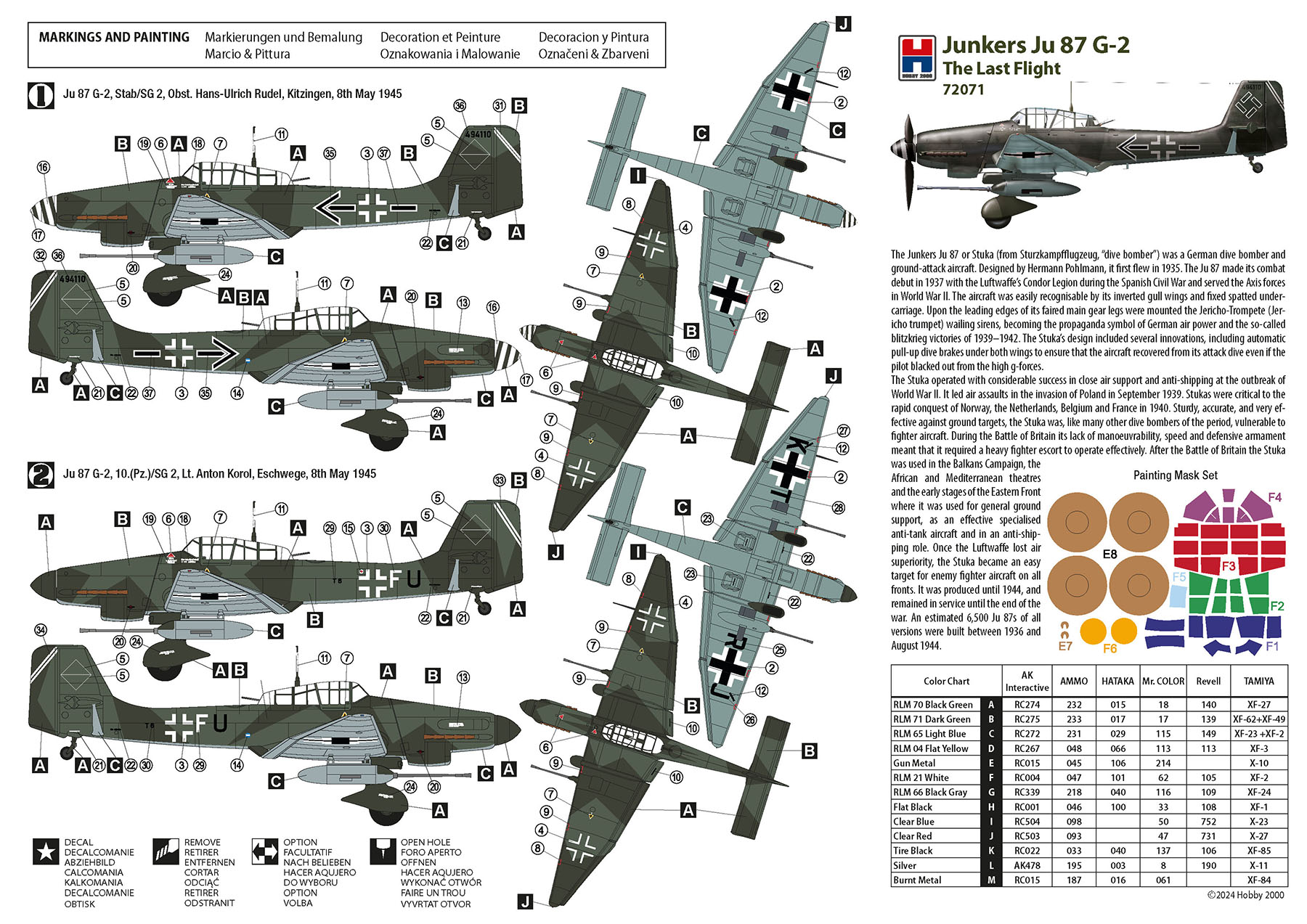 Hobby 2000 1/72 Junkers Ju-87G-2 The Last Flight # 72071