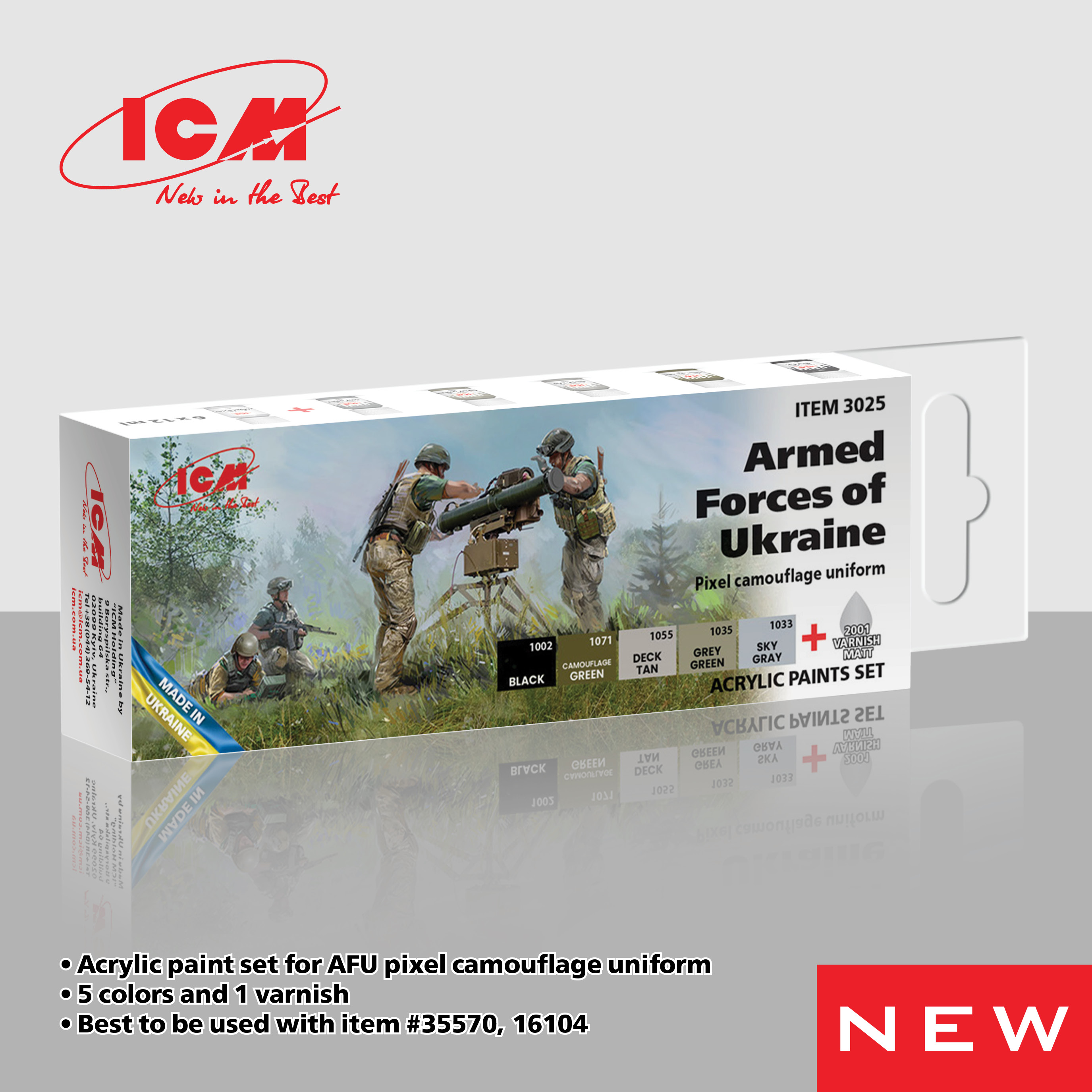 ICM Armed Forces of Ukraine Pixel Camouflage Uniform Paint Set # 3025