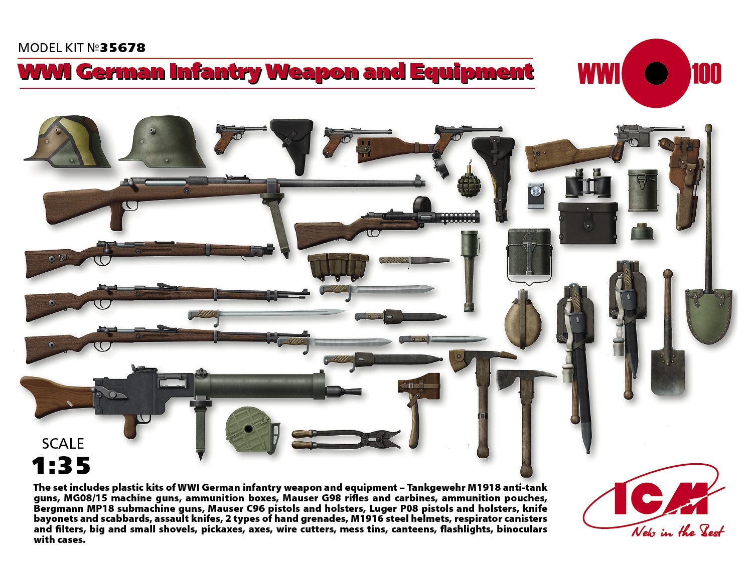 ICM 1/35 WWI German Infantry Weapon And Equipment # 35678