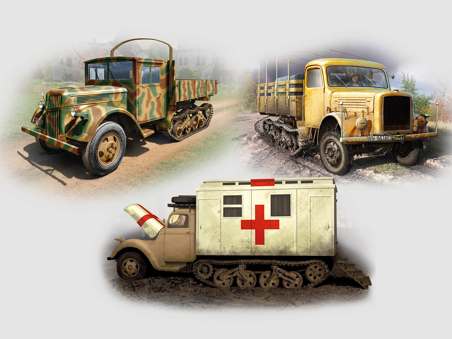 ICM 1/35 Wehrmacht Maultiers, Sd.Kfz.3b, V3000S/SSM with Shelter, KHD S3000/SS # DS3522