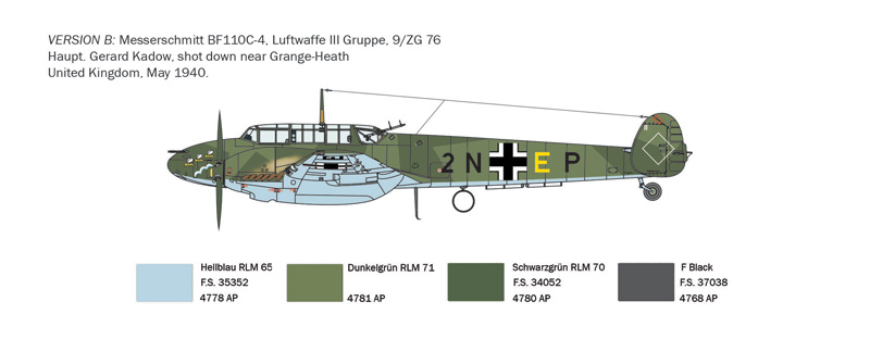 Italeri 1/72 Messerschmitt Bf-110C-3/C-4 Zerstorer # 0049