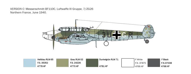 Italeri 1/72 Messerschmitt Bf-110C-3/C-4 Zerstorer # 0049