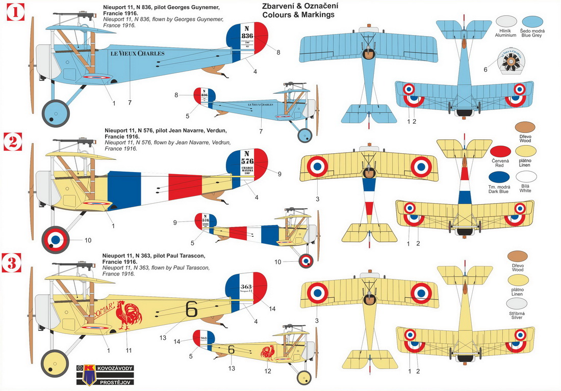 Kovozavody Prostejov 1/72 Nieuport Nie-11 Bebe 'French Aces' # 72449