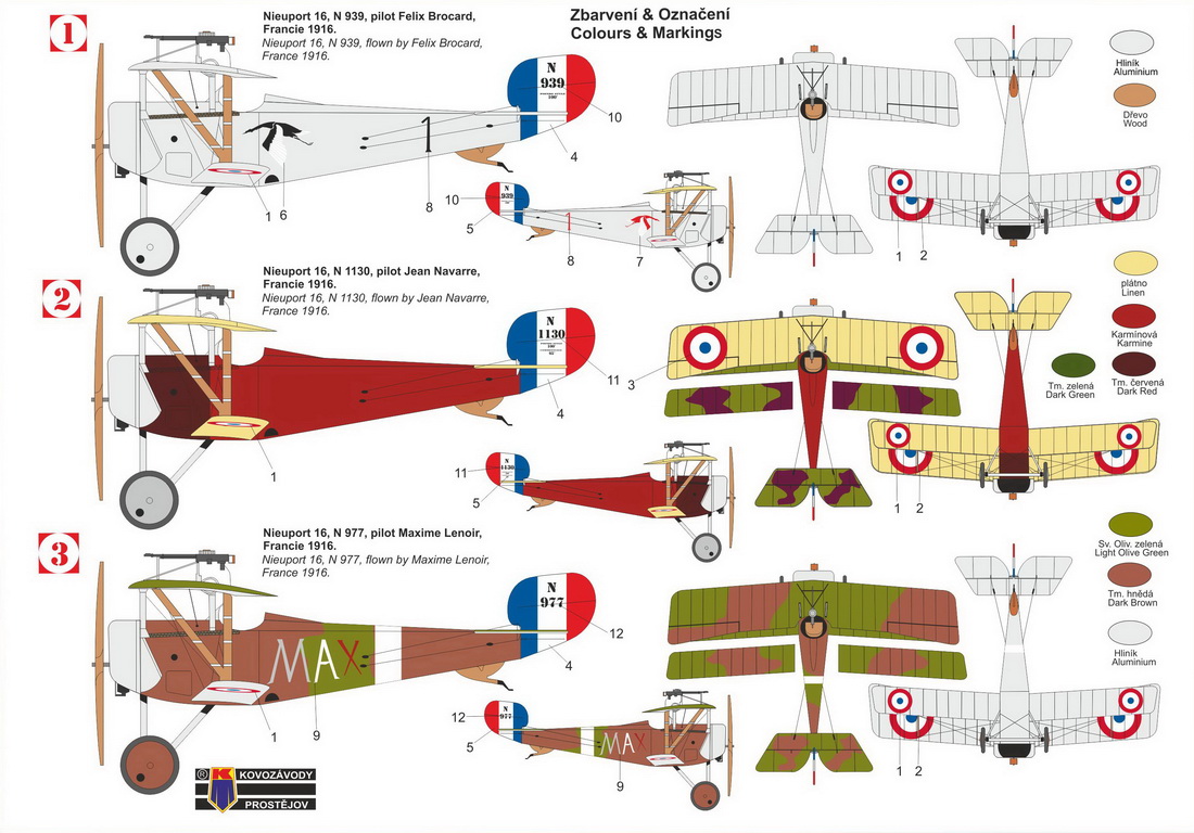 Kovozavody Prostejov 1/72 Nieuport Nie-16 'Aces' # 72451