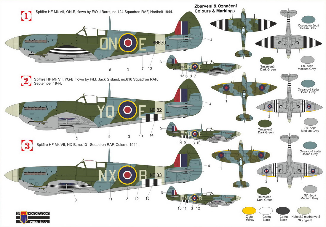 Kovozavody Prostejov 1/72 Supermarine Spitfire HF.VII 'D-Day Invasion Stripes' # 72478