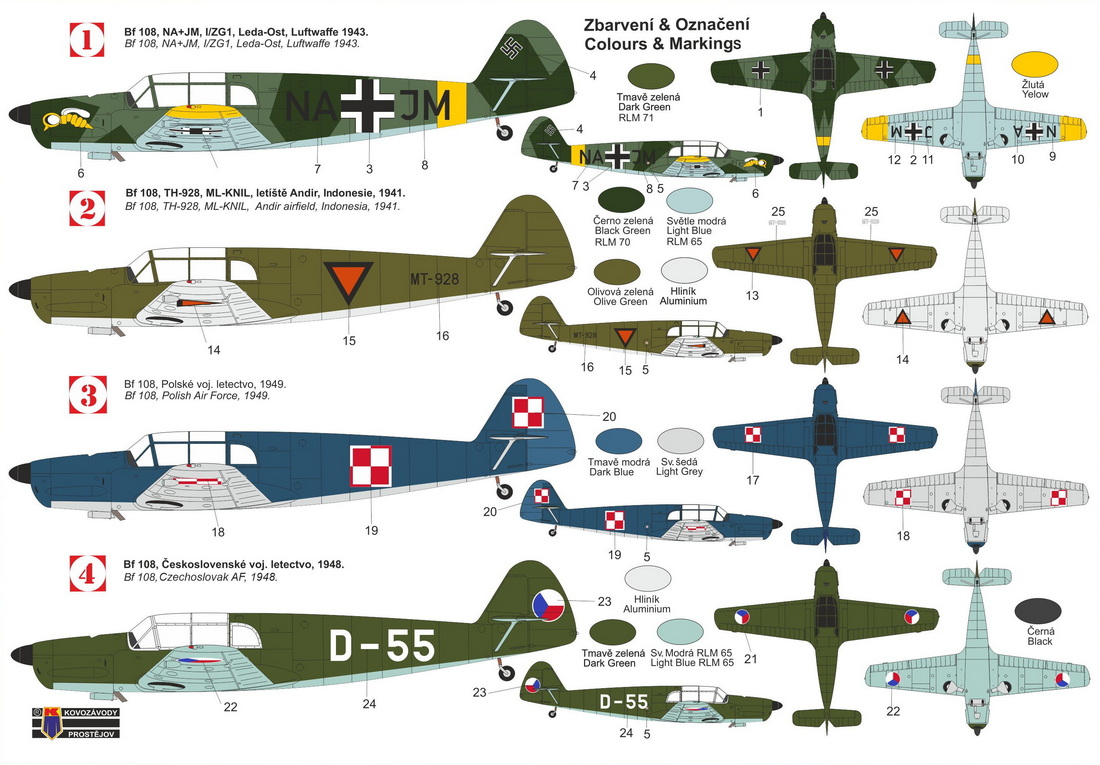 Kovozavody Prostejov 1/72 Messerschmitt Bf-108 'Taifun' (LW, ML-KNIL, Polish AF, CzAF) # 72481