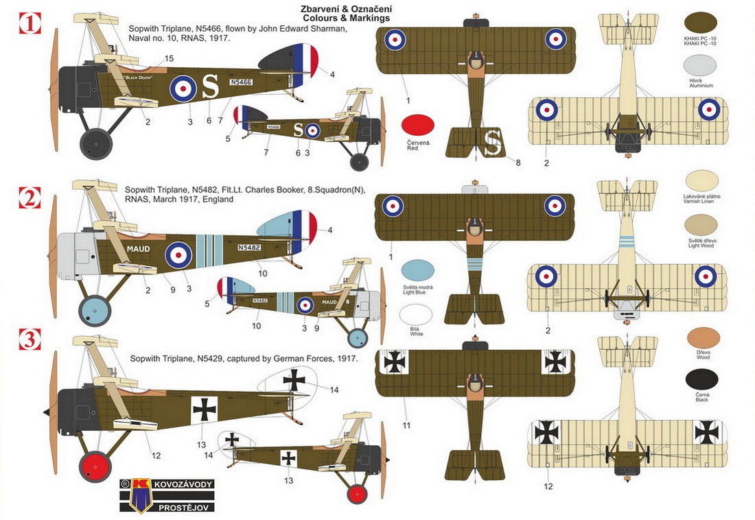 Kovozavody Prostejov 1/72 Sopwith Triplane 'RFC and captured German' # 72493